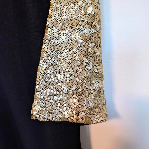 NWT Melanie Lyne Crepe Top with Gold Sequined Sleeves - Picture 9 of 9